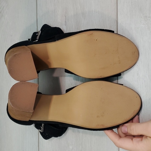 Steve Madden Women Shauna Ankle Suede Open Toe pump sandals shoes sz 9.5M - Picture 11 of 12